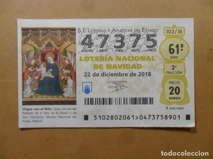 Loter&iacute;a Nacional: DECIMO N&ordm; 47375 - 22 DICIEMBRE 2018 - 102/18 - VIRGEN CON EL NI&Ntilde;O - MUSEO DEL PRADO