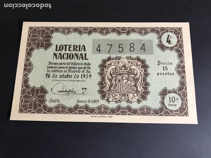 National Spanish Lottery: Loteria A&ntilde;o 1959 sorteo 30