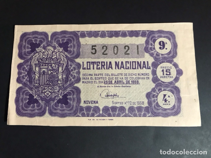 Nationale spanische Lotterie: Loteria A&ntilde;o 1958 sorteo 12