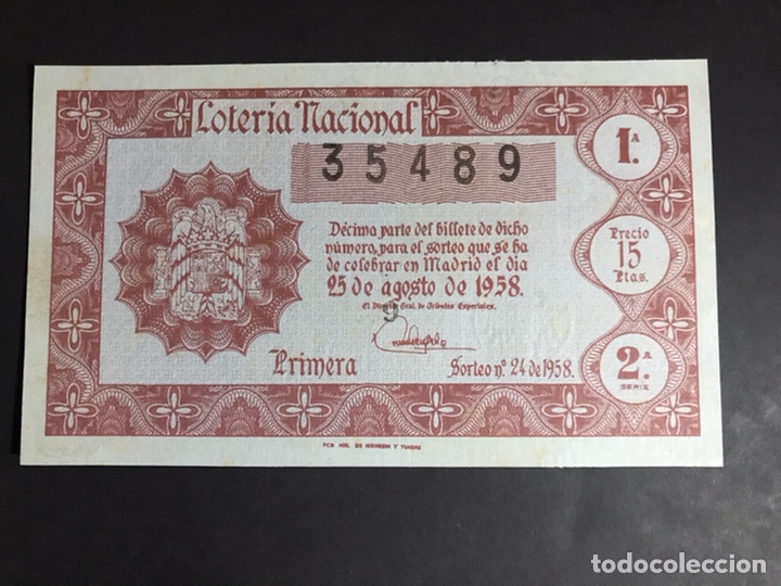 Nationale spanische Lotterie: Loteria A&ntilde;o 1958 sorteo 24