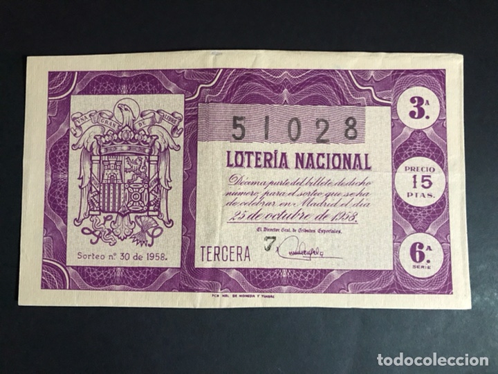 National Spanish Lottery: Loteria A&ntilde;o 1958 sorteo 30