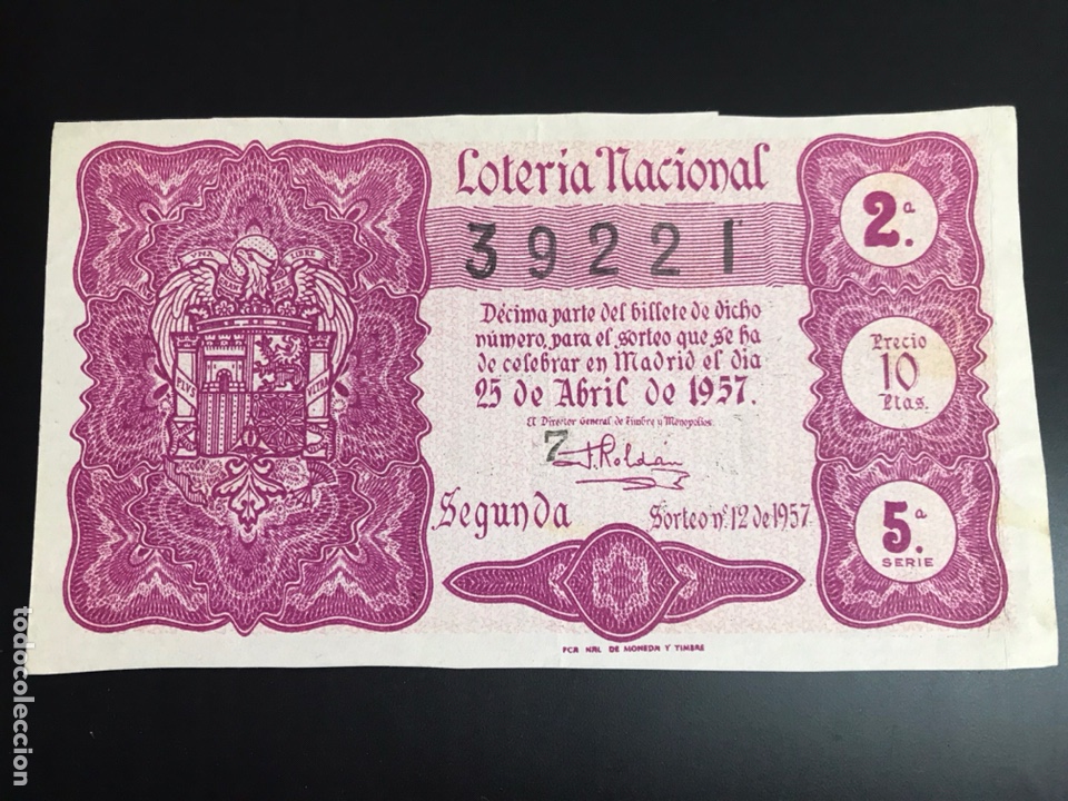 National Spanish Lottery: Loteria A&ntilde;o 1957 sorteo 12