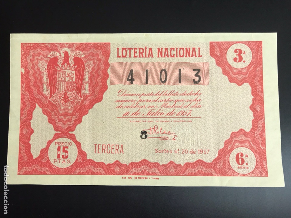 National Spanish Lottery: Loteria A&ntilde;o 1957 sorteo 20