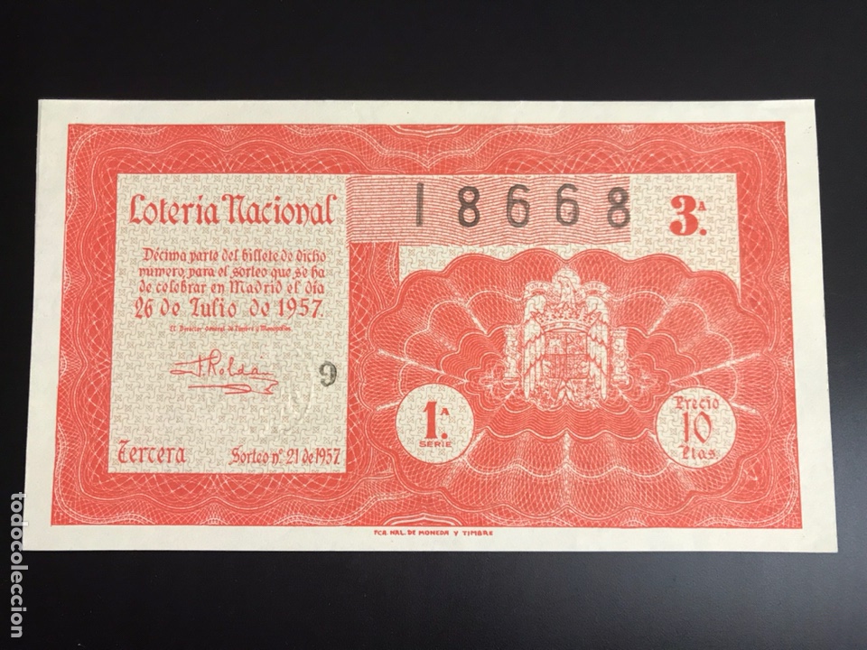 Nationale spanische Lotterie: Loteria A&ntilde;o 1957 sorteo 21