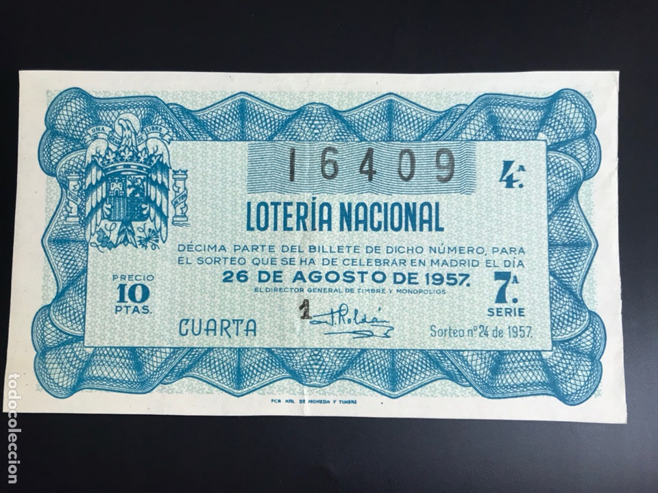 National Spanish Lottery: Loteria A&ntilde;o 1957 sorteo 24