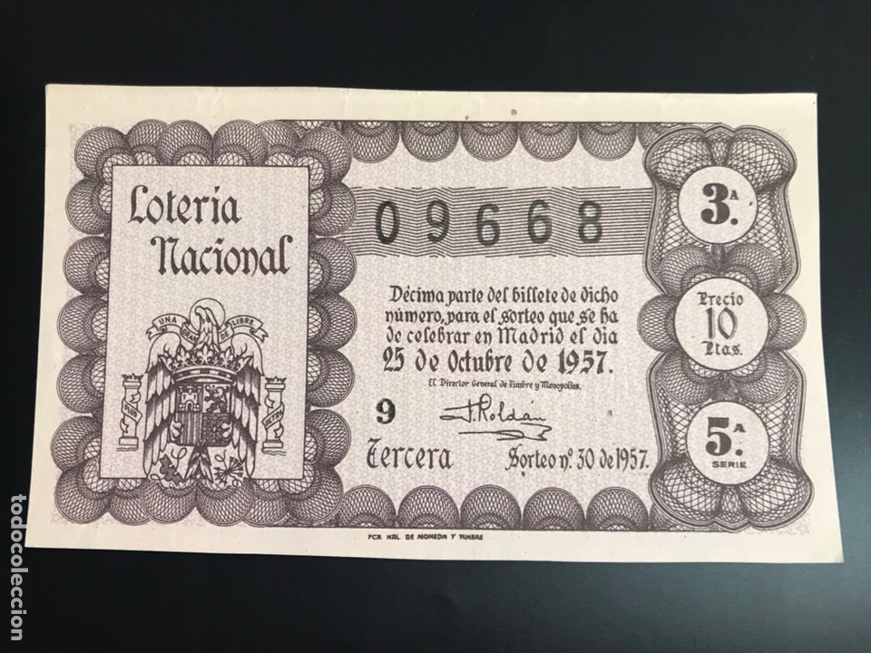 National Spanish Lottery: Loteria A&ntilde;o 1957 sorteo 30