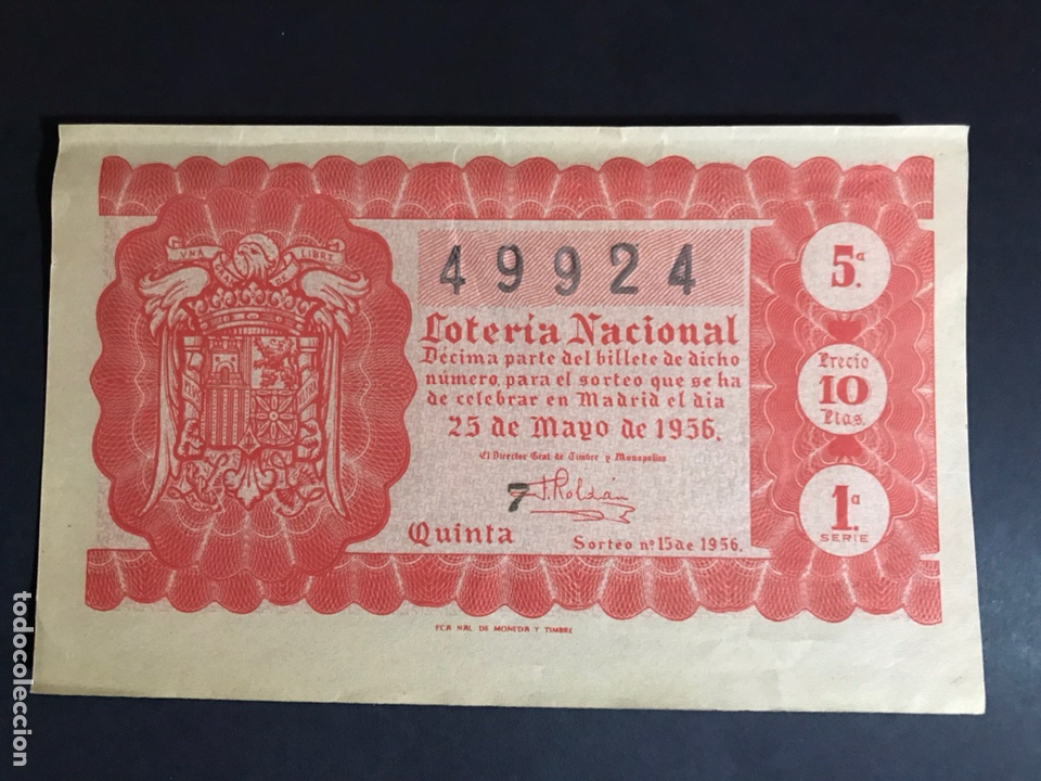 National Spanish Lottery: Loteria A&ntilde;o 1956 sorteo 15