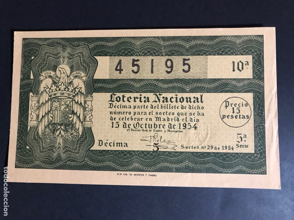 Lotaria Nacional: Loteria A&ntilde;o 1954 sorteo 29