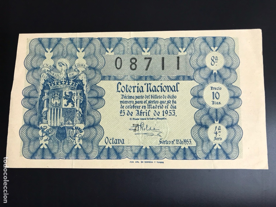 National Spanish Lottery: Loteria A&ntilde;o 1953 sorteo 12