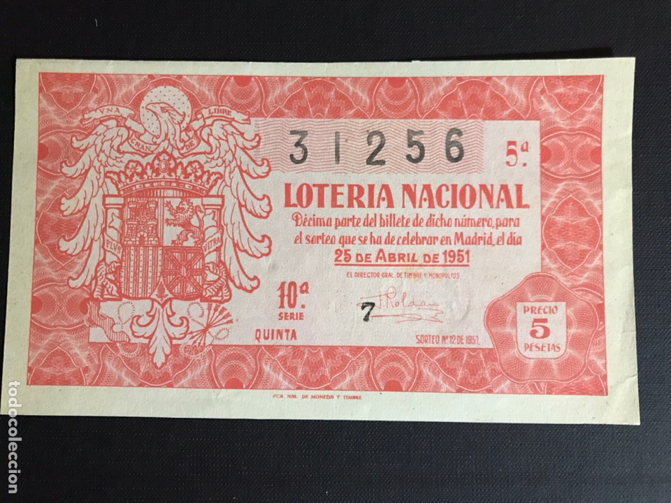National Spanish Lottery: Loteria A&ntilde;o 1951 sorteo 12