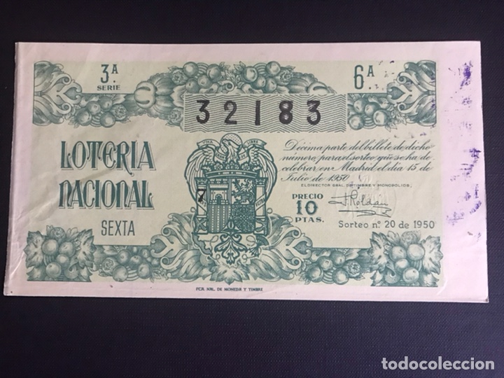 National Spanish Lottery: Loteria A&ntilde;o 1950 sorteo 20