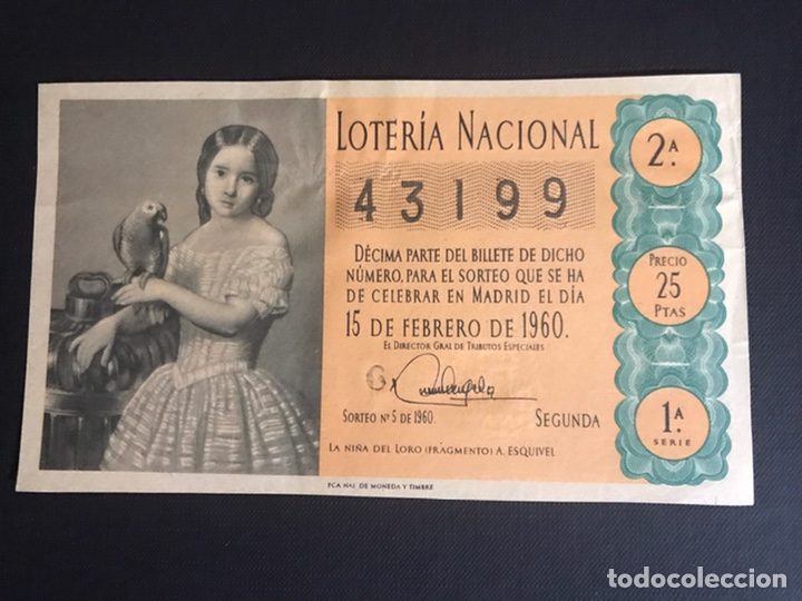 Loter&iacute;a Nacional: Loteria A&ntilde;o 1960 sorteo 5