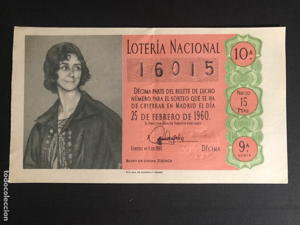 National Spanish Lottery: Loteria A&ntilde;o 1960 sorteo 6 serie 9