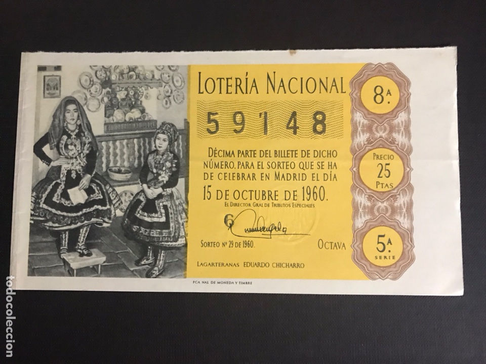 National Spanish Lottery: Loteria A&ntilde;o 1960 sorteo 29