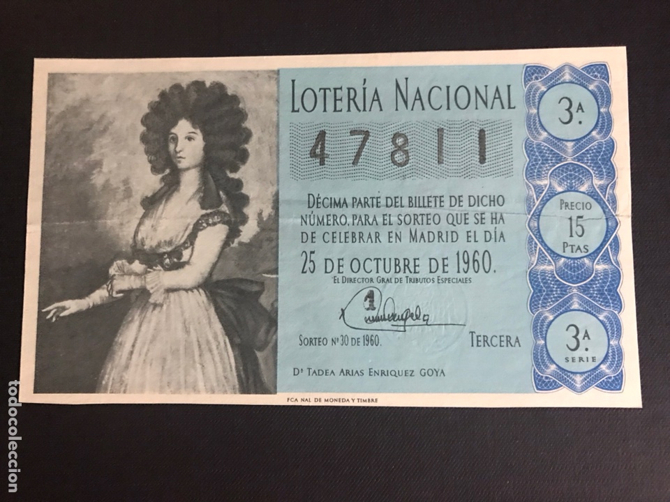 Nationale spanische Lotterie: Loteria A&ntilde;o 1960 sorteo 30