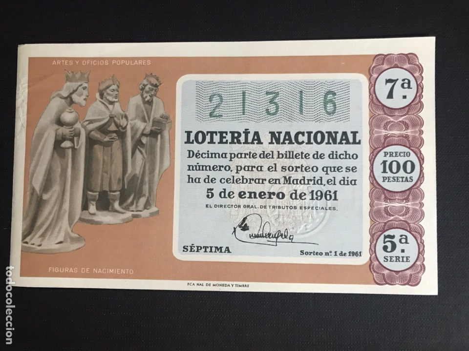 National Spanish Lottery: Loteria A&ntilde;o 1961 sorteo 1