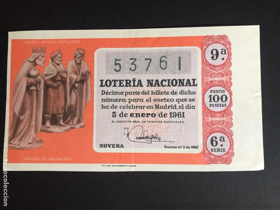 National Spanish Lottery: Loteria A&ntilde;o 1961 sorteo 1