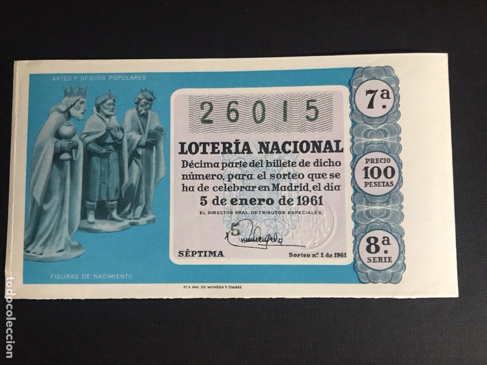 National Spanish Lottery: Loteria A&ntilde;o 1961 sorteo 1