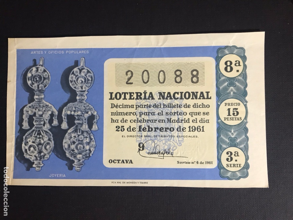 National Spanish Lottery: Loteria A&ntilde;o 1961 sorteo 6