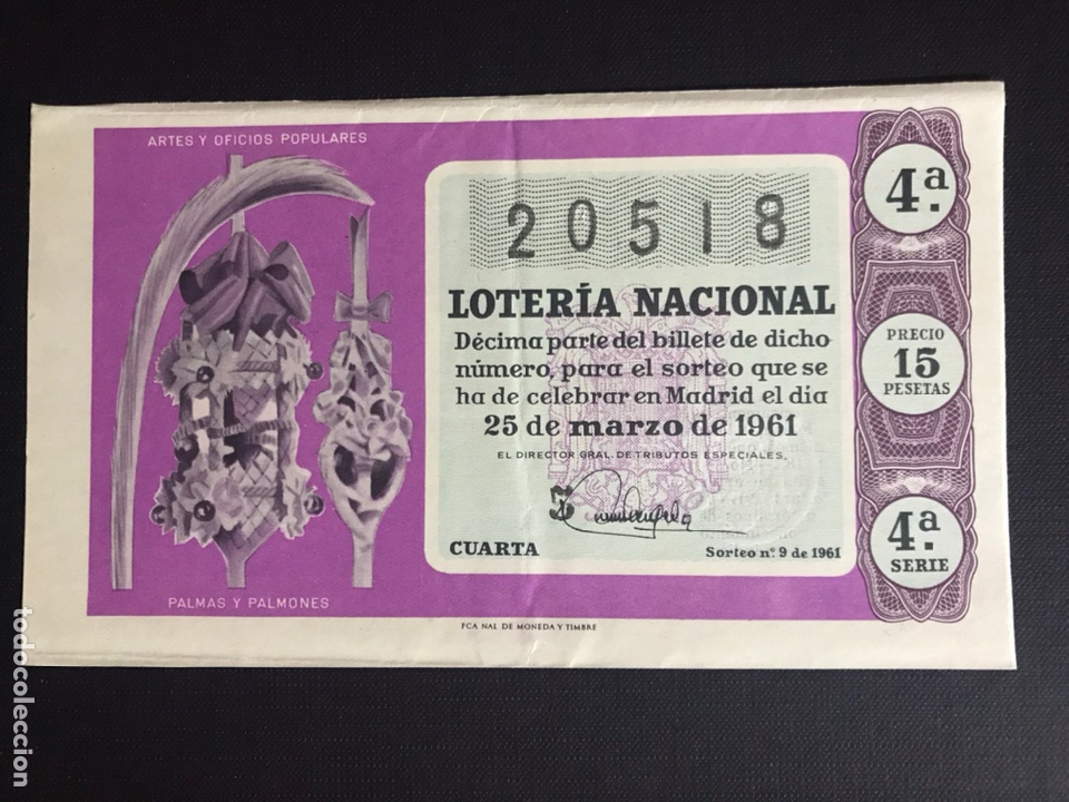 Nationale spanische Lotterie: Loteria A&ntilde;o 1961 sorteo 9