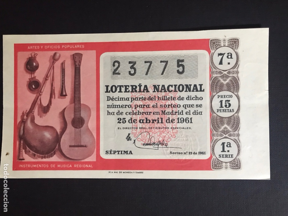 National Spanish Lottery: Loteria A&ntilde;o 1961 sorteo 12