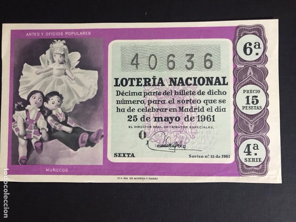 National Spanish Lottery: Loteria A&ntilde;o 1961 sorteo 15