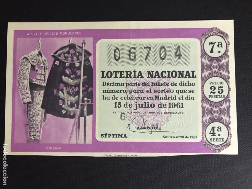 Nationale spanische Lotterie: Loteria A&ntilde;o 1961 sorteo 20