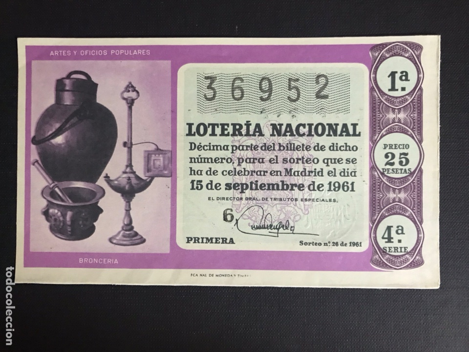 National Spanish Lottery: Loteria A&ntilde;o 1961 sorteo 26