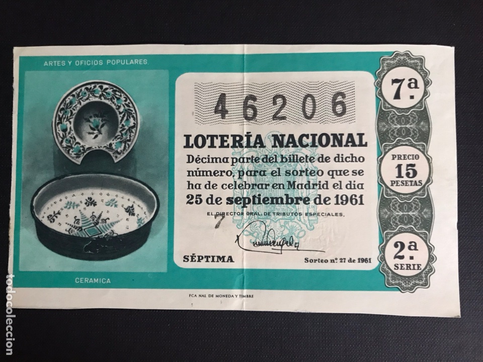 National Spanish Lottery: Loteria A&ntilde;o 1961 sorteo 27