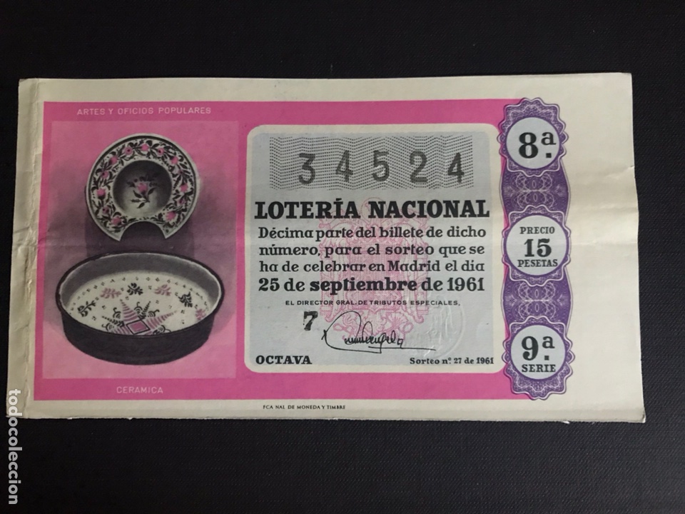 Nationale spanische Lotterie: Loteria A&ntilde;o 1961 sorteo 27