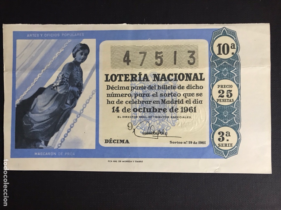 Nationale spanische Lotterie: Loteria A&ntilde;o 1961 sorteo 29