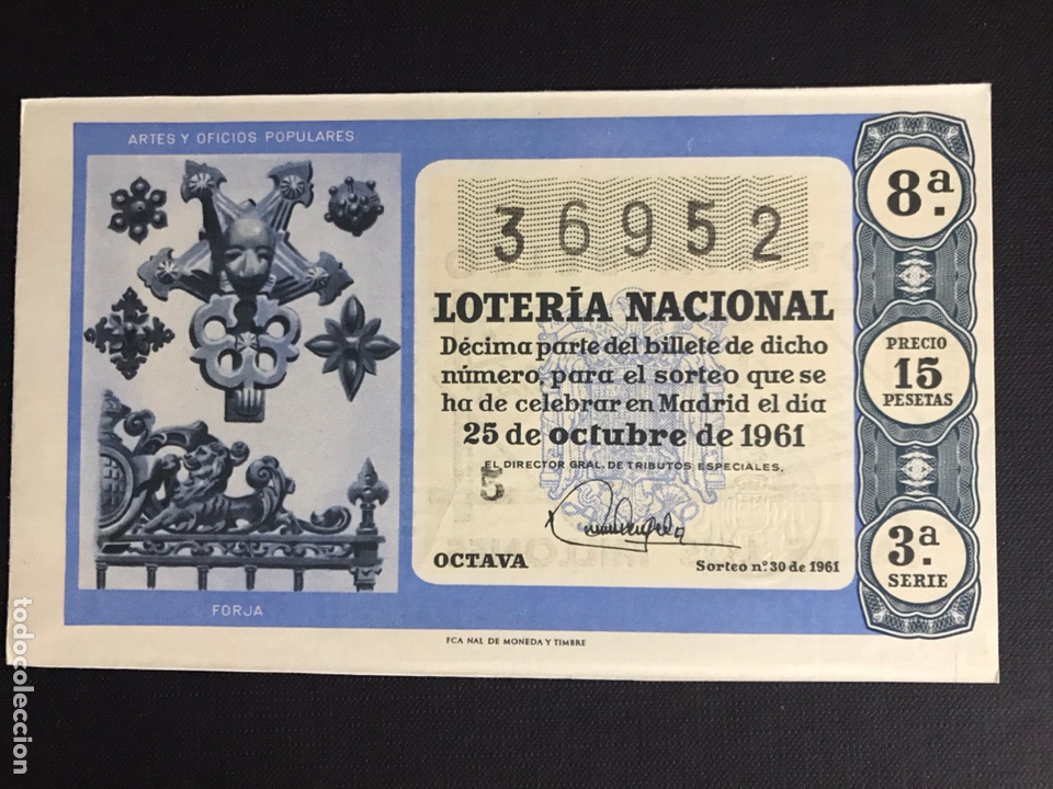 Loterie Nationale: Loteria A&ntilde;o 1961 sorteo 30