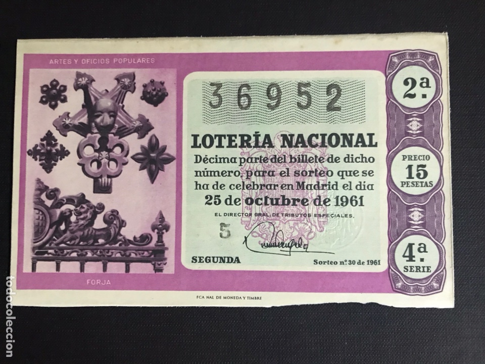 Nationale spanische Lotterie: Loteria A&ntilde;o 1961 sorteo 30