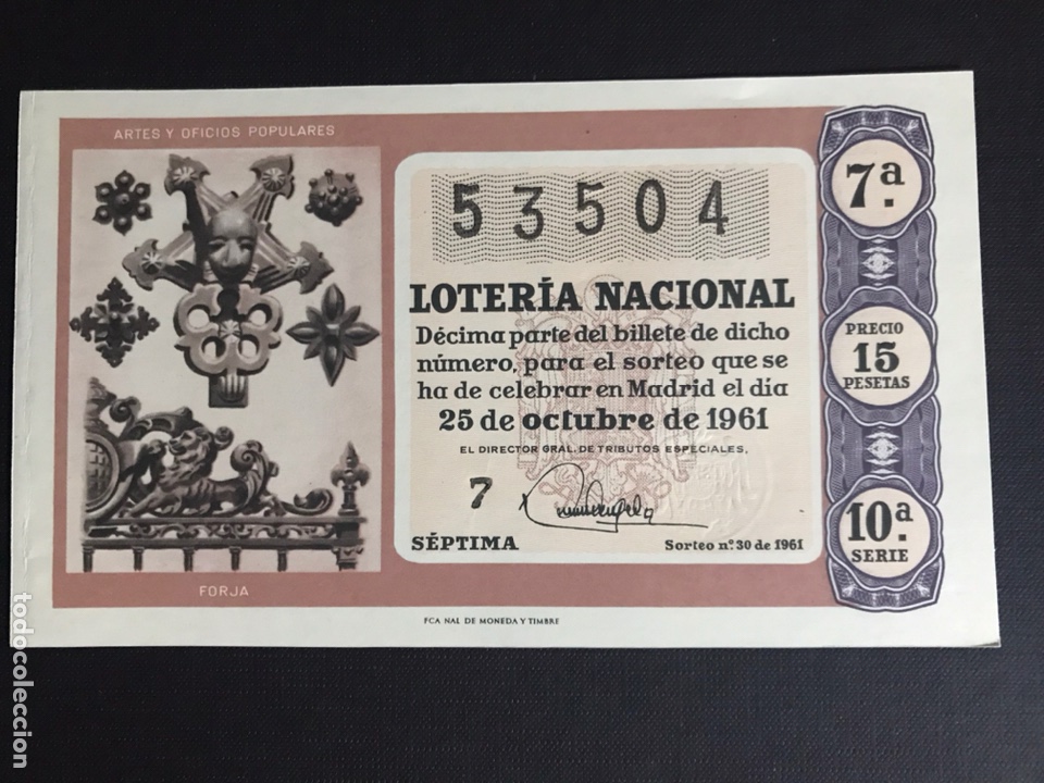 National Spanish Lottery: Loteria A&ntilde;o 1961 sorteo 30