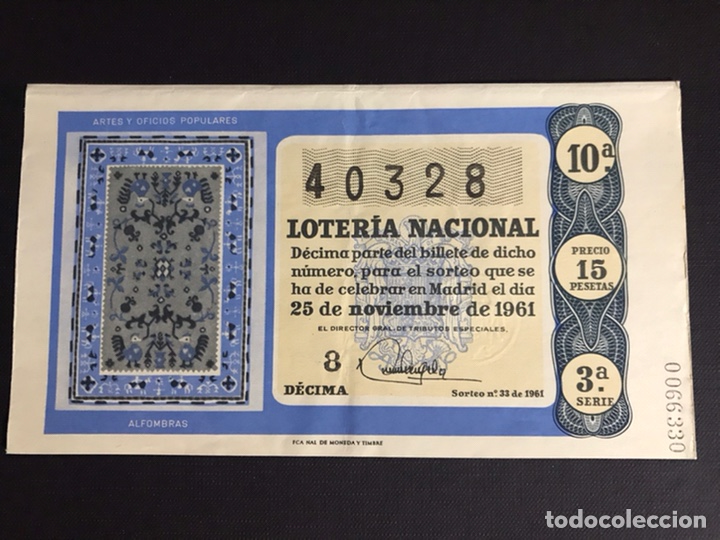 National Spanish Lottery: Loteria A&ntilde;o 1961 sorteo 33