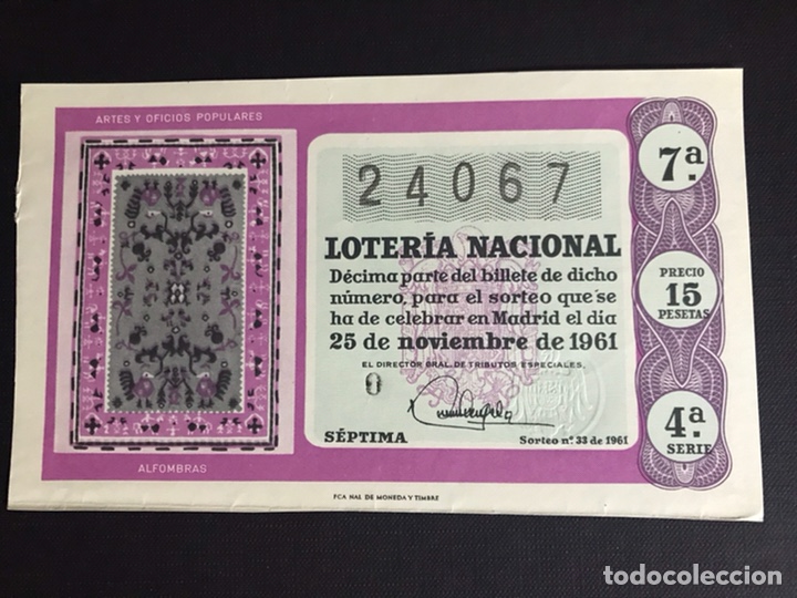 Loterie Nationale: Loteria A&ntilde;o 1961 sorteo 33