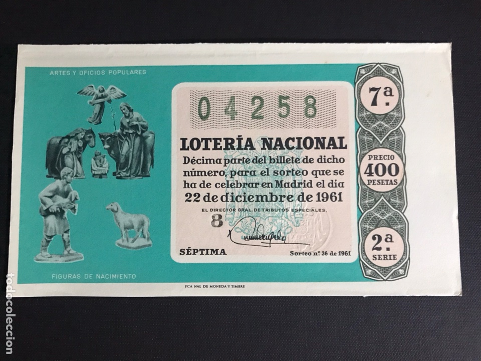 Nationale spanische Lotterie: Loteria A&ntilde;o 1961 sorteo 36 Navidad