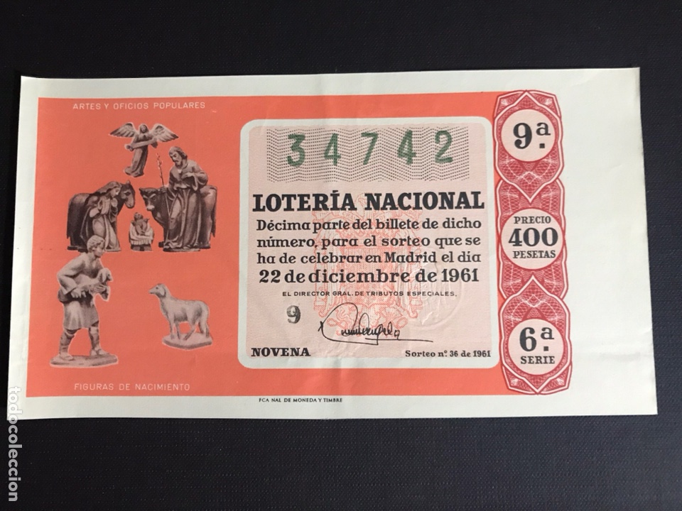 National Spanish Lottery: Loteria A&ntilde;o 1961 sorteo 36 Navidad