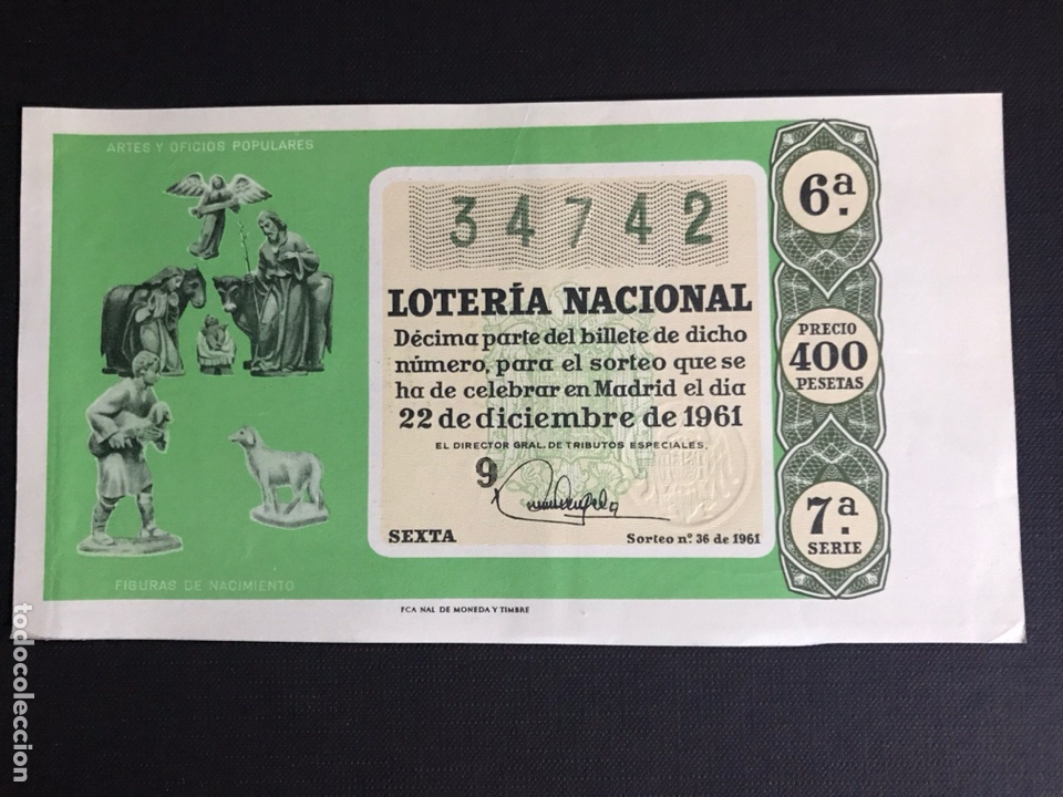 National Spanish Lottery: Loteria A&ntilde;o 1961 sorteo 36 Navidad
