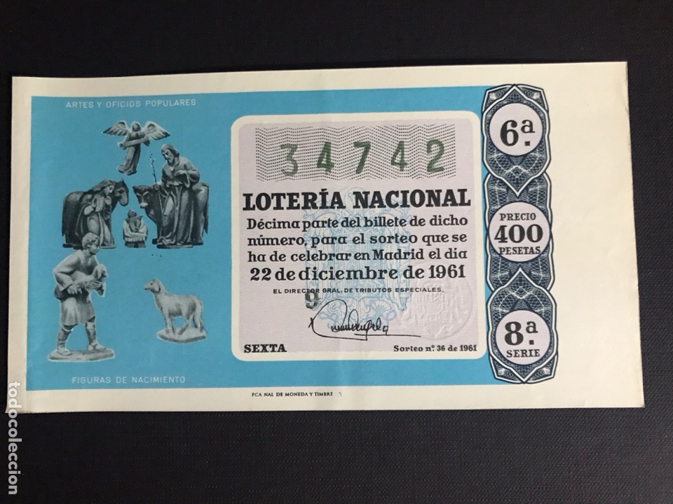 National Spanish Lottery: Loteria A&ntilde;o 1961 sorteo 36 Navidad