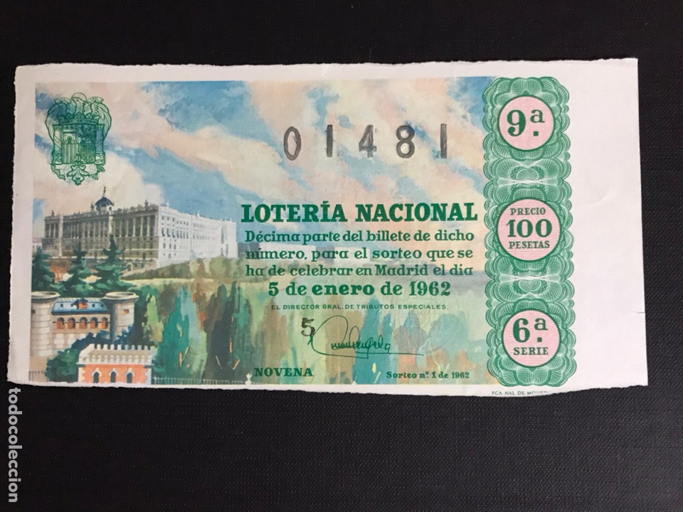 Loterie Nationale: Loteria A&ntilde;o 1962 sorteo 1 (serie 6)