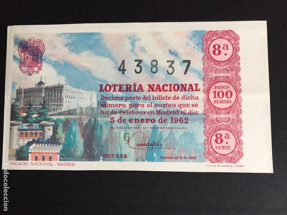Nationale spanische Lotterie: Loteria A&ntilde;o 1962 sorteo 1 (serie 8)