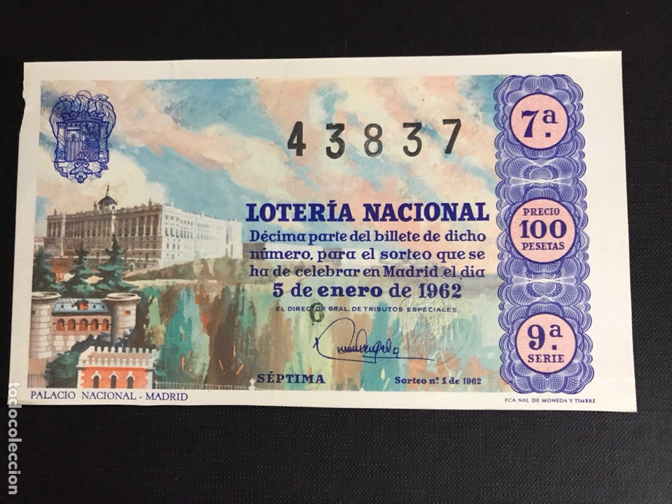 Nationale spanische Lotterie: Loteria A&ntilde;o 1962 sorteo 1 (serie 9)