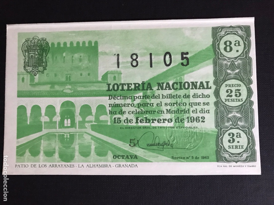 Loterie Nationale: Loteria A&ntilde;o 1962 sorteo 5
