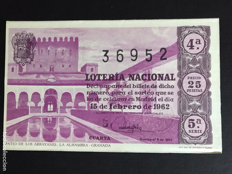 Nationale spanische Lotterie: Loteria A&ntilde;o 1962 sorteo 5