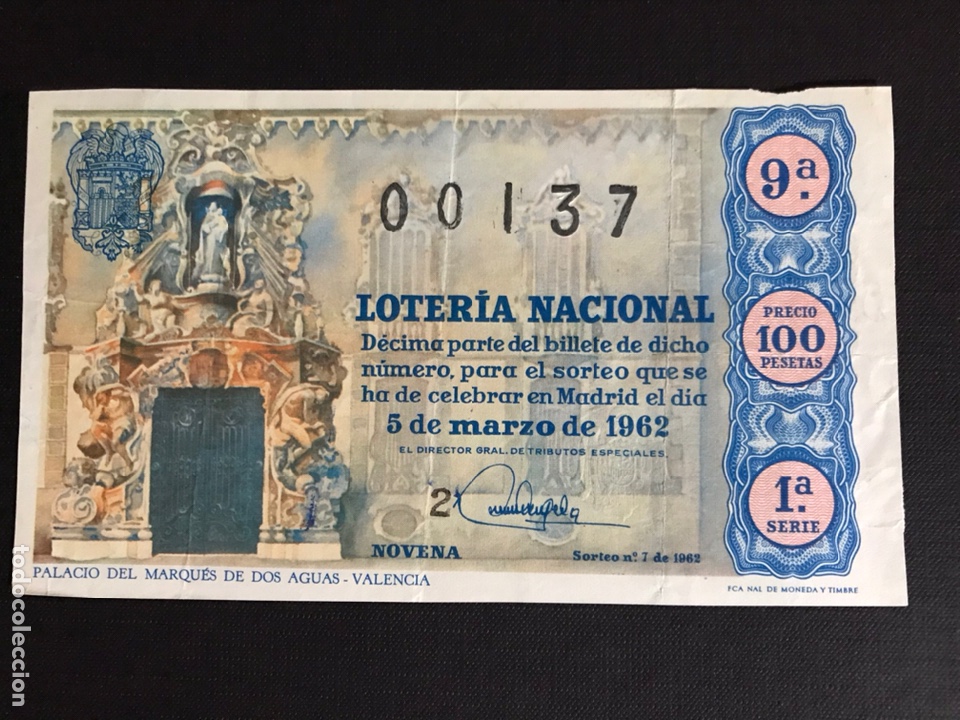 Loterie Nationale: Loteria A&ntilde;o 1962 sorteo 7