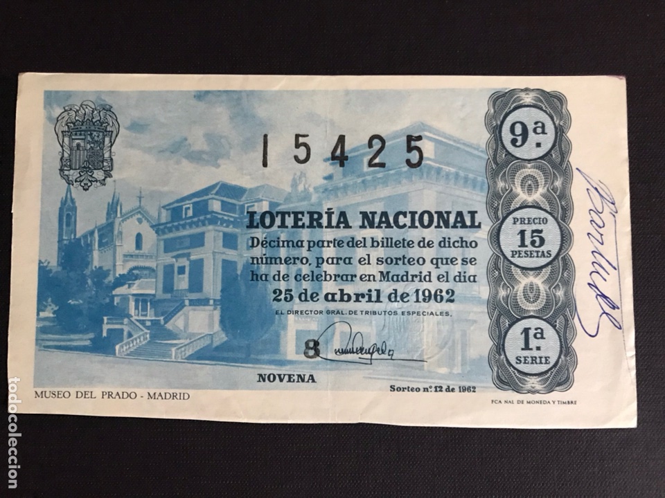 Loterie Nationale: Loteria A&ntilde;o 1962 sorteo 12