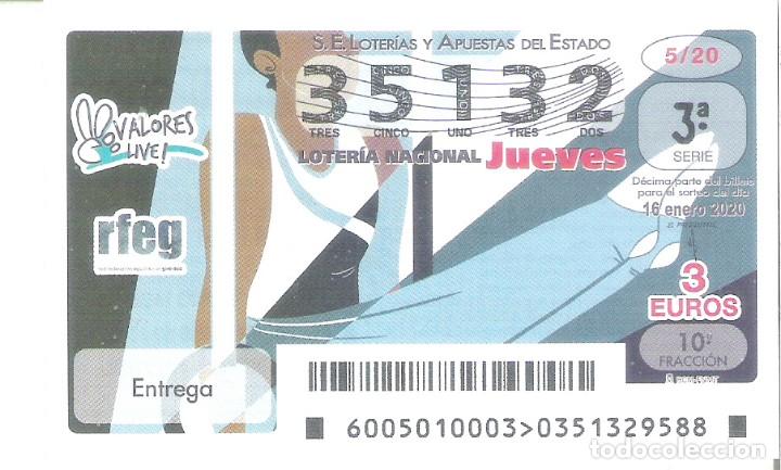Nationale spanische Lotterie: 1 DECIMO LOTERIA JUEVES - 16 ENERO 2020 - 5/20 - GIMNASIA - VALORES DEL DEPORTE - ENTREGA