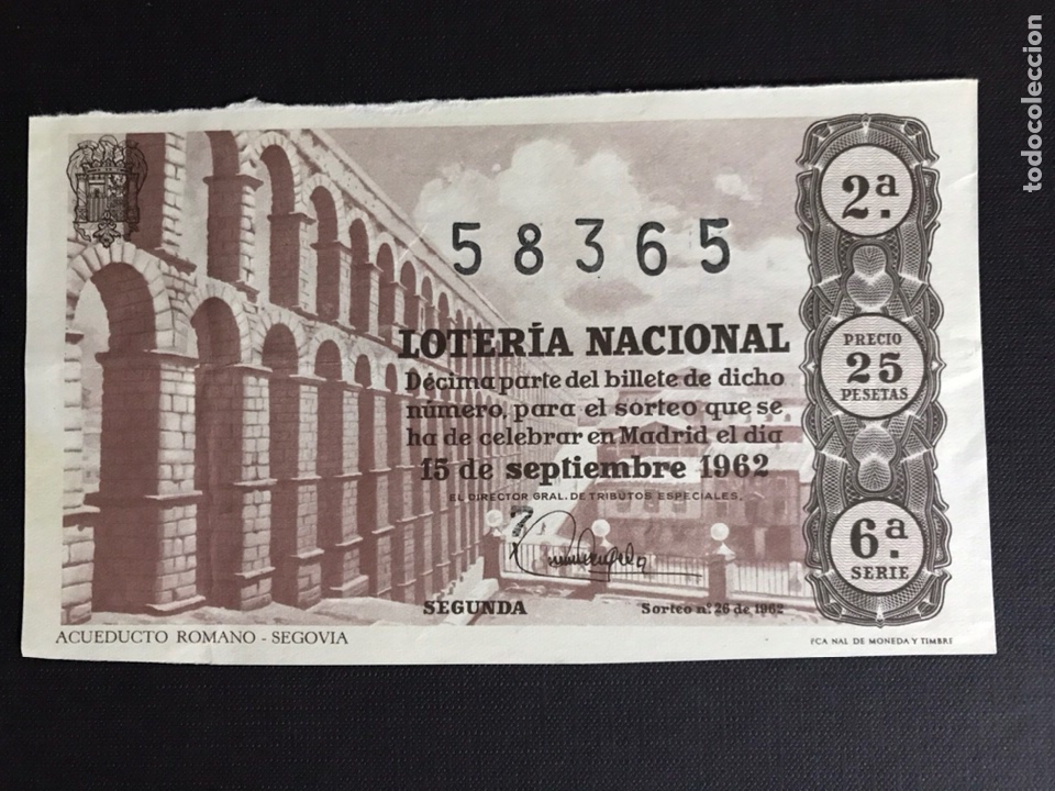 Loterie Nationale: Loteria A&ntilde;o 1962 sorteo 26
