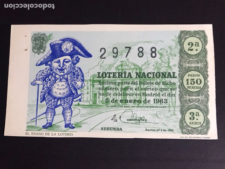 Nationale spanische Lotterie: Loteria A&ntilde;o 1963 sorteo 1 Serie 3